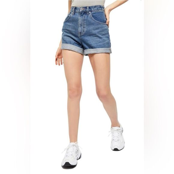 Divided H&M Women's Hi Rise Cuffed Denim Shorts Size 6 - Picture 1 of 6
